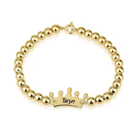Crown Bead Bracelet 24k Gold Plated