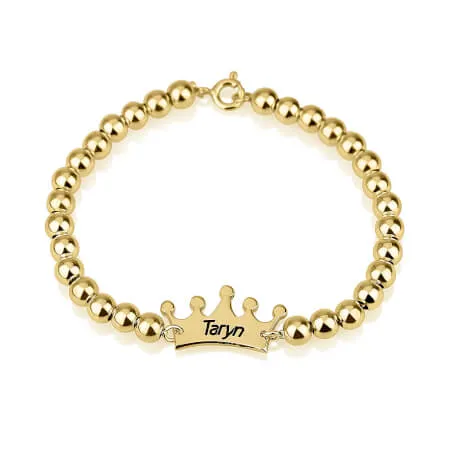 Crown Bead Bracelet 24k Gold Plated