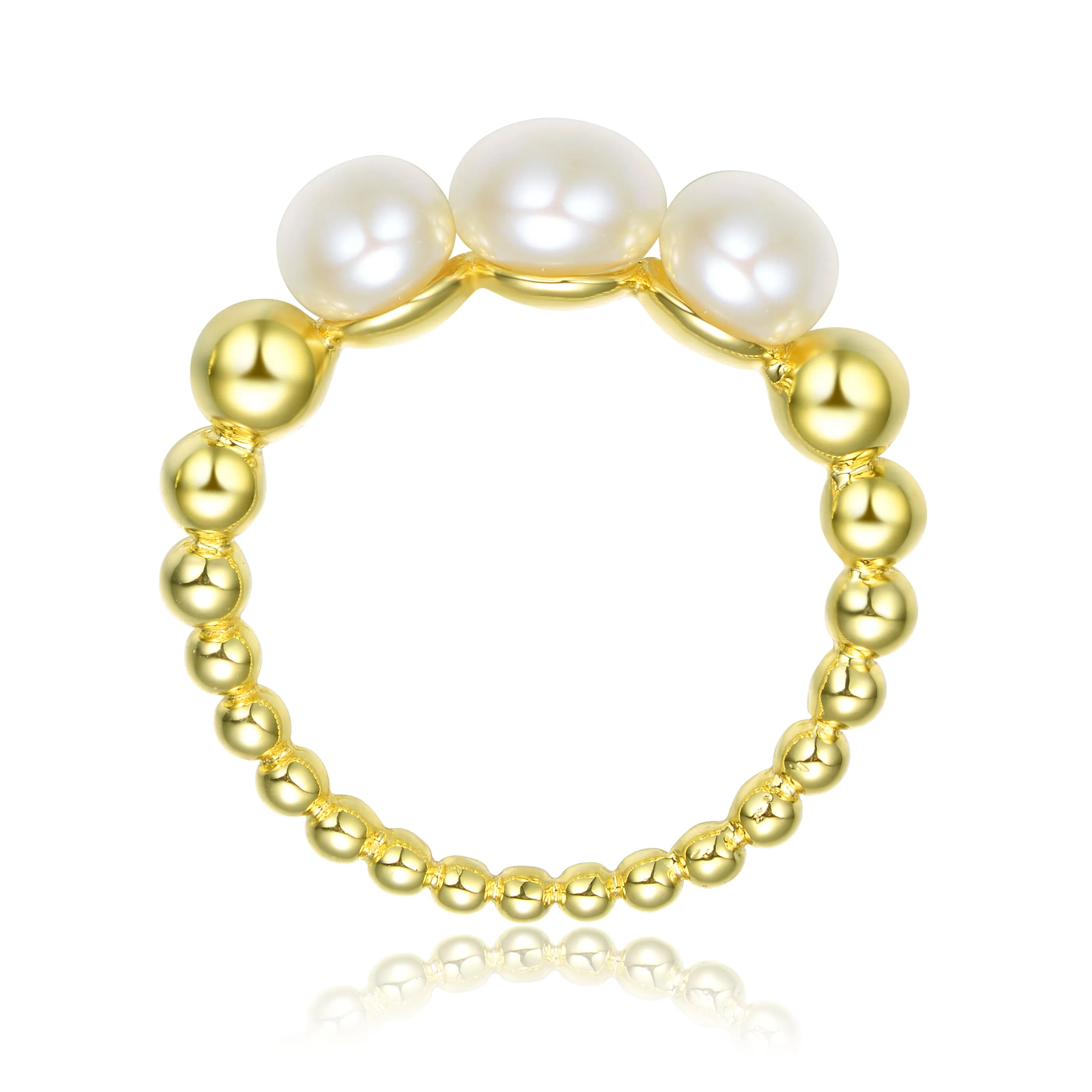 Delphine Golden Spheres Three Pearl Ring