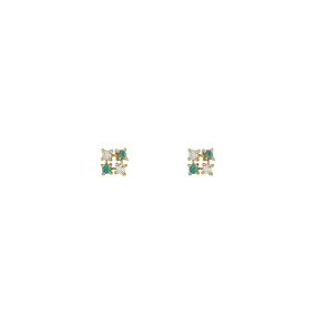 Diamond & Opal Square Stud Earrings
