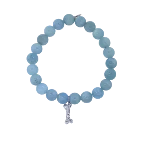 Diamond Dog Bone Aquamarine Beaded Bracelet