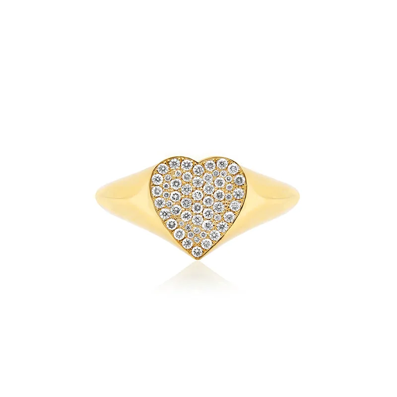 Diamond Heart Signet Ring