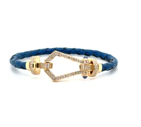 Diamond Pave & Sapphire Stirrup Clasp Bracelet