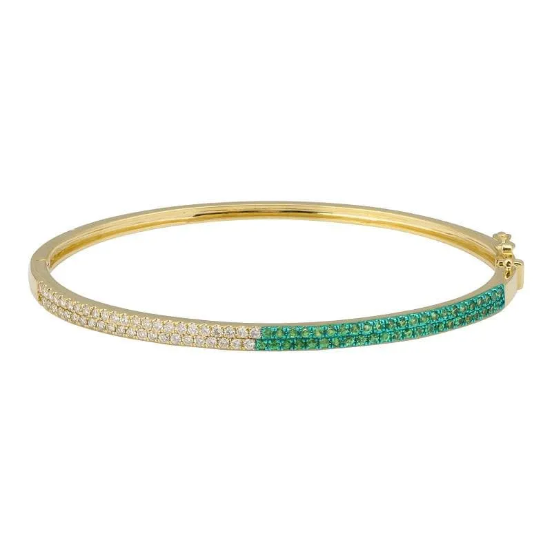 Diamond Rhodium Gemstone Bangle