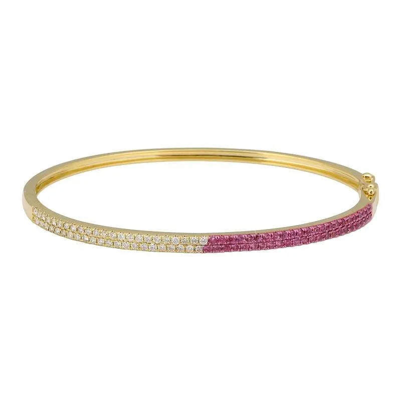 Diamond Rhodium Gemstone Bangle