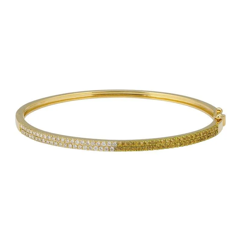 Diamond Rhodium Gemstone Bangle