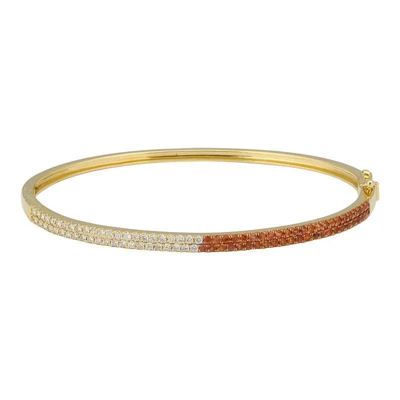 Diamond Rhodium Gemstone Bangle