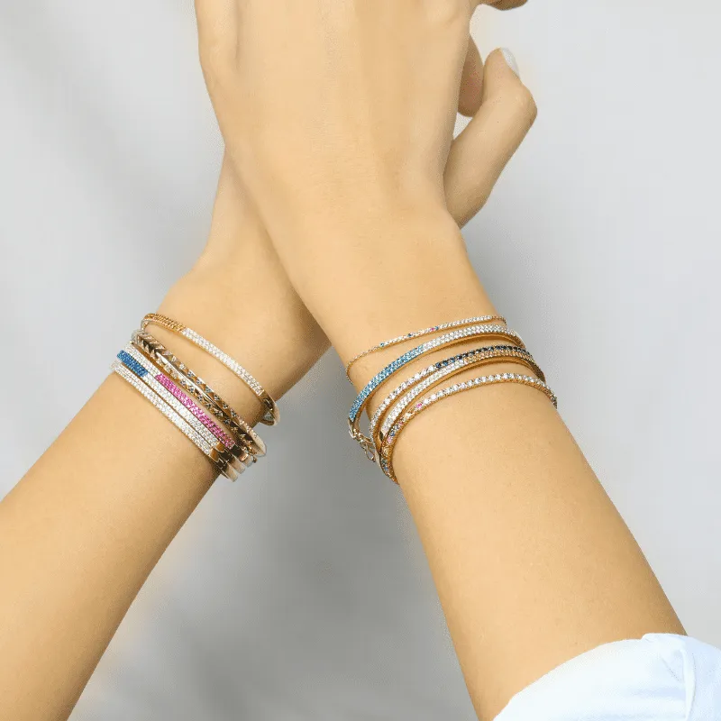 Diamond Rhodium Gemstone Bangle