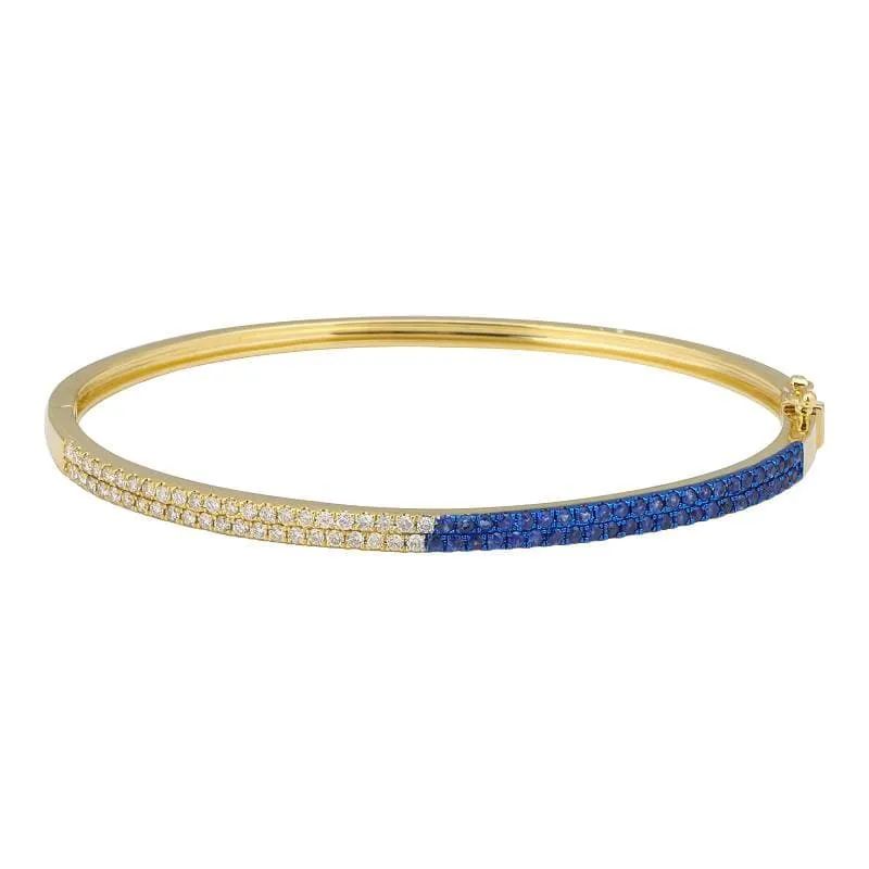 Diamond Rhodium Gemstone Bangle