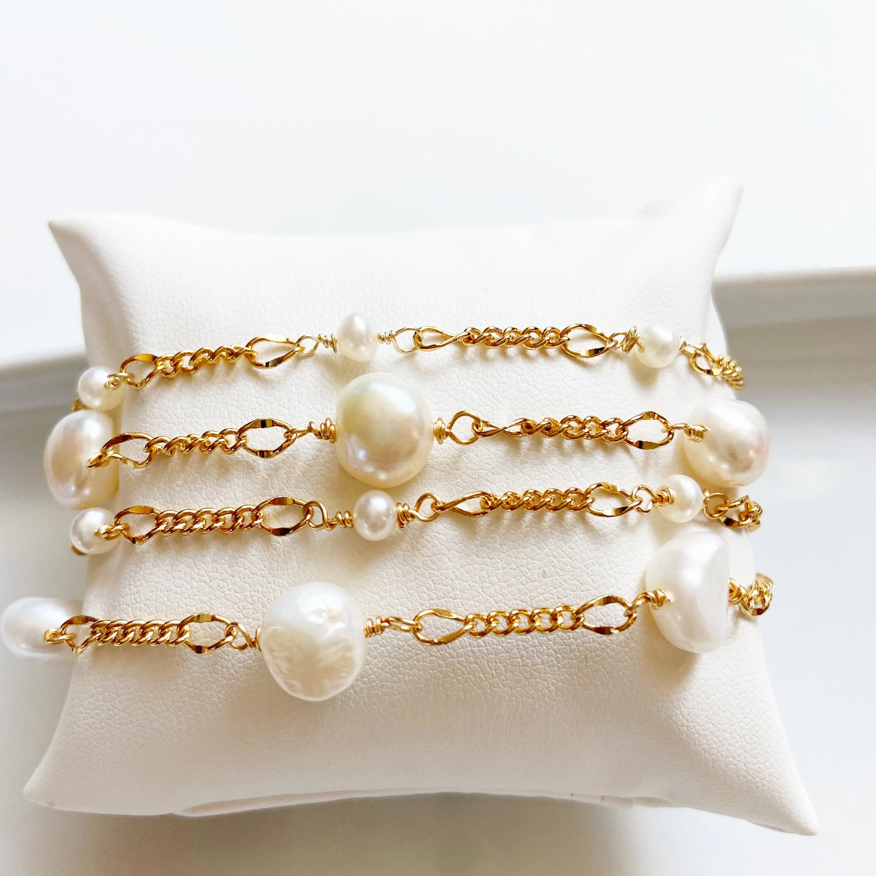 Discover - Pearl Segmented Chain Bracelet in Gold