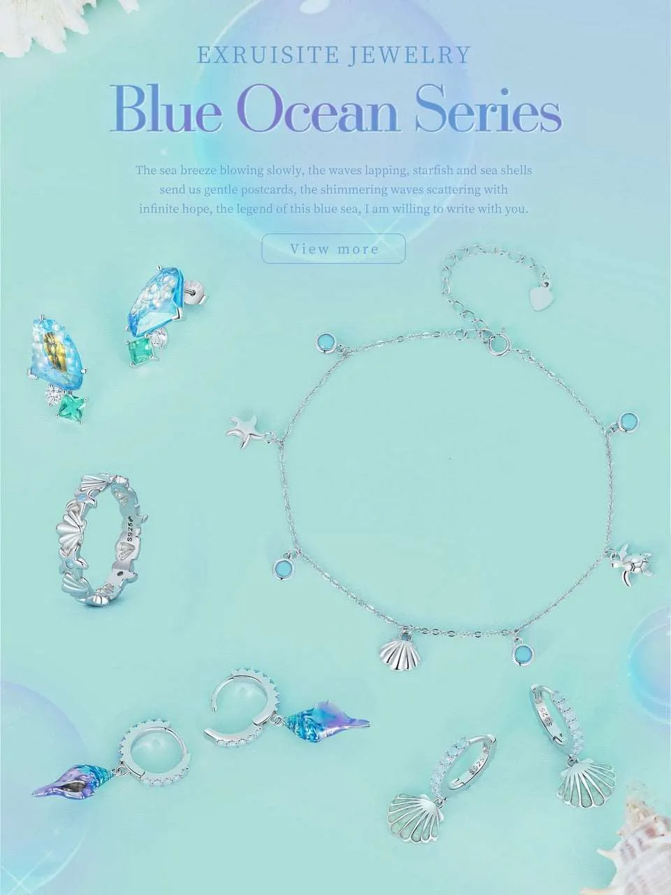 Dreamy Gradual Blue Conch Earrings