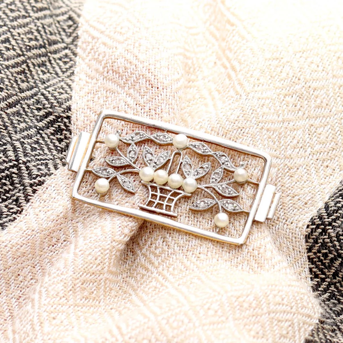 Edwardian Diamond and Pearl Brooch #VB1108B