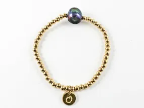 Elegant Casual Grey Pearl Gold Beads Steel Bracelet