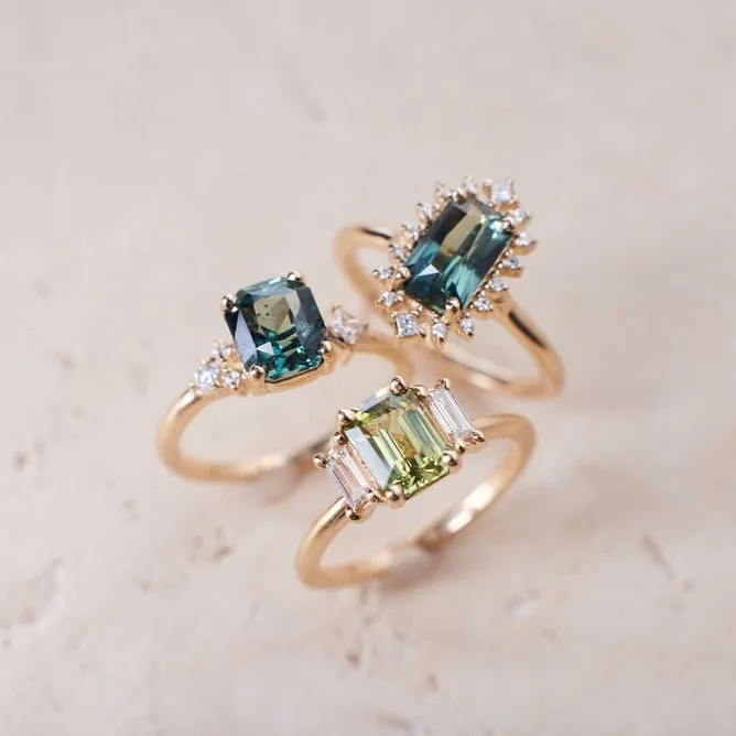 Eloise Ring - 1.53 Carat Teal Radiant Sapphire