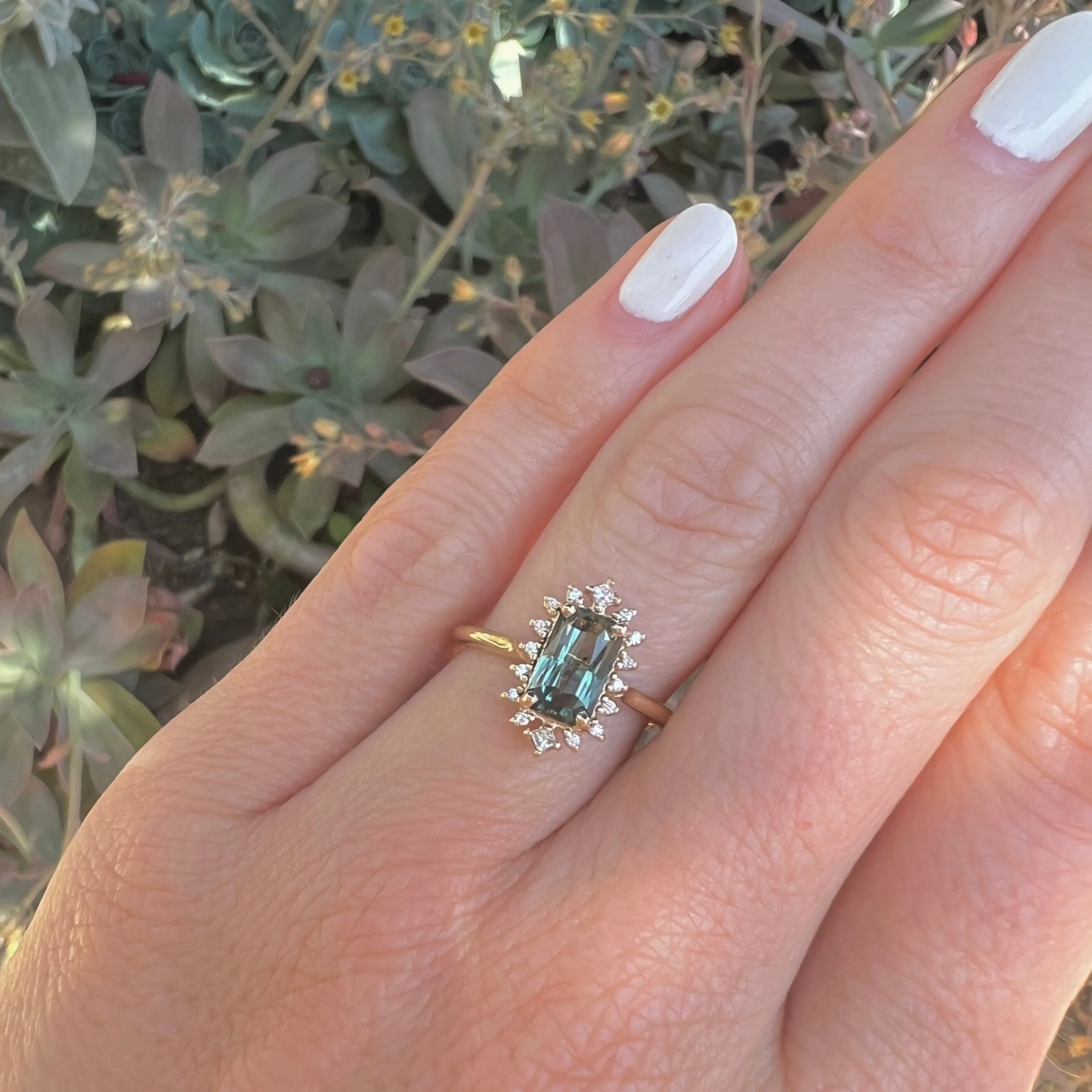 Eloise Ring - 1.53 Carat Teal Radiant Sapphire