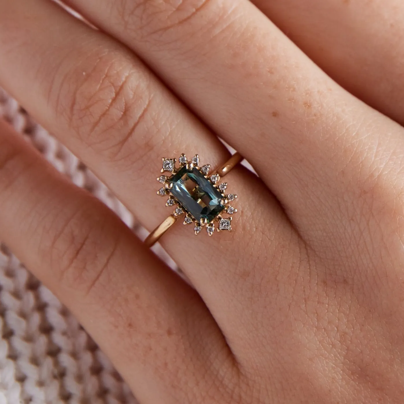 Eloise Ring - 1.53 Carat Teal Radiant Sapphire