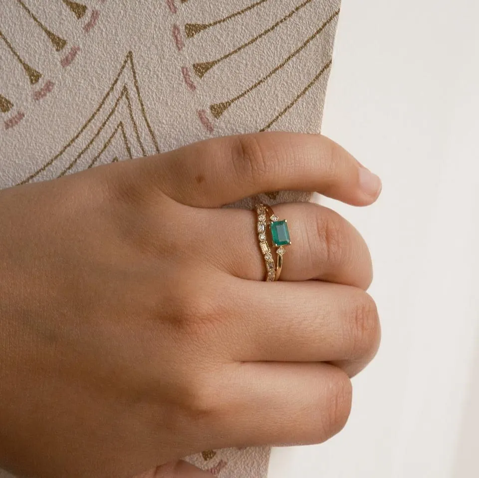 Emerald Cut Emerald Square Deco Ring (ready to ship option)*