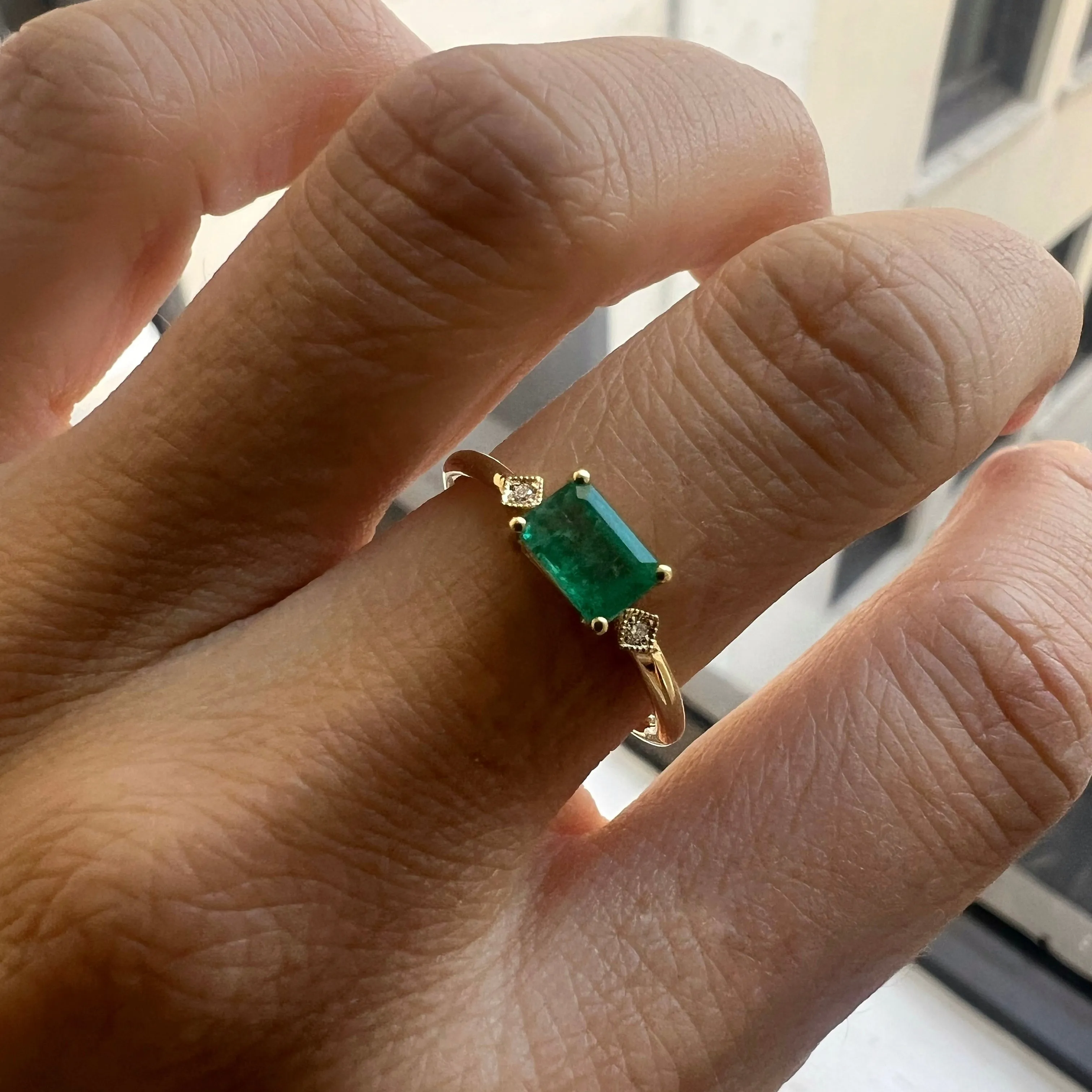 Emerald Cut Emerald Square Deco Ring (ready to ship option)*