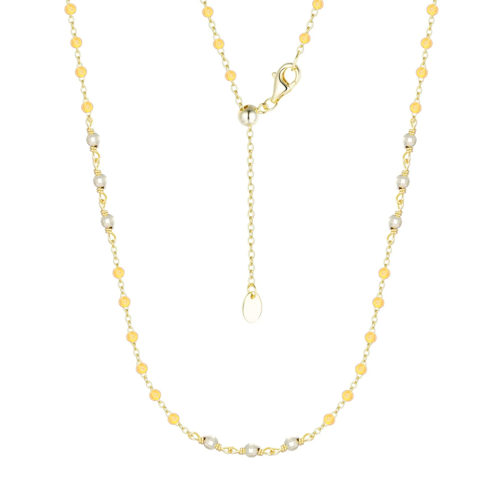 Enamel Beaded Chain Necklace With Sparkle Beads