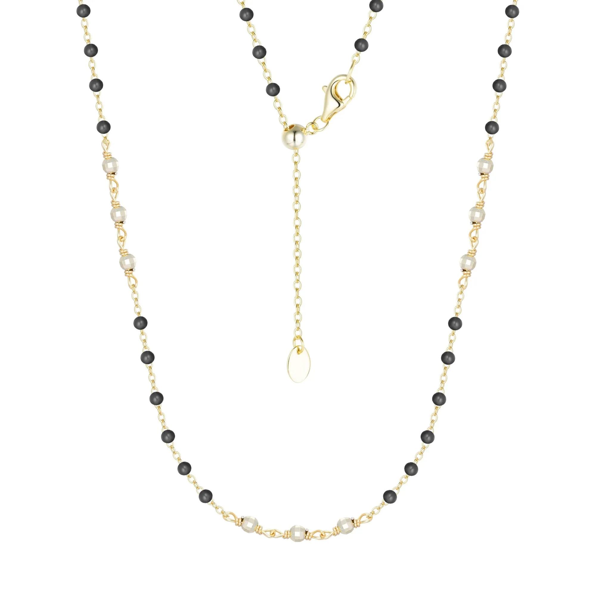 Enamel Beaded Chain Necklace With Sparkle Beads