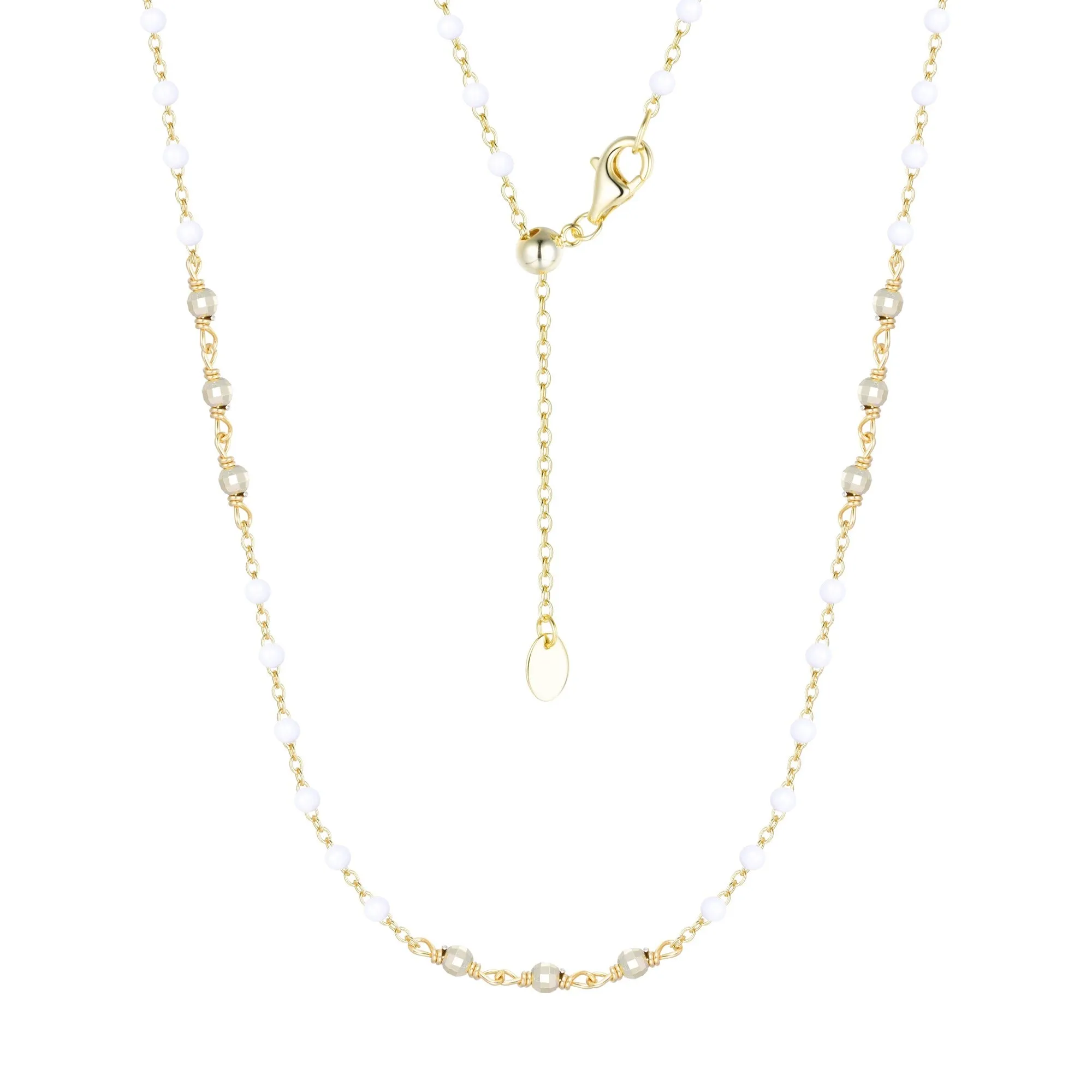 Enamel Beaded Chain Necklace With Sparkle Beads