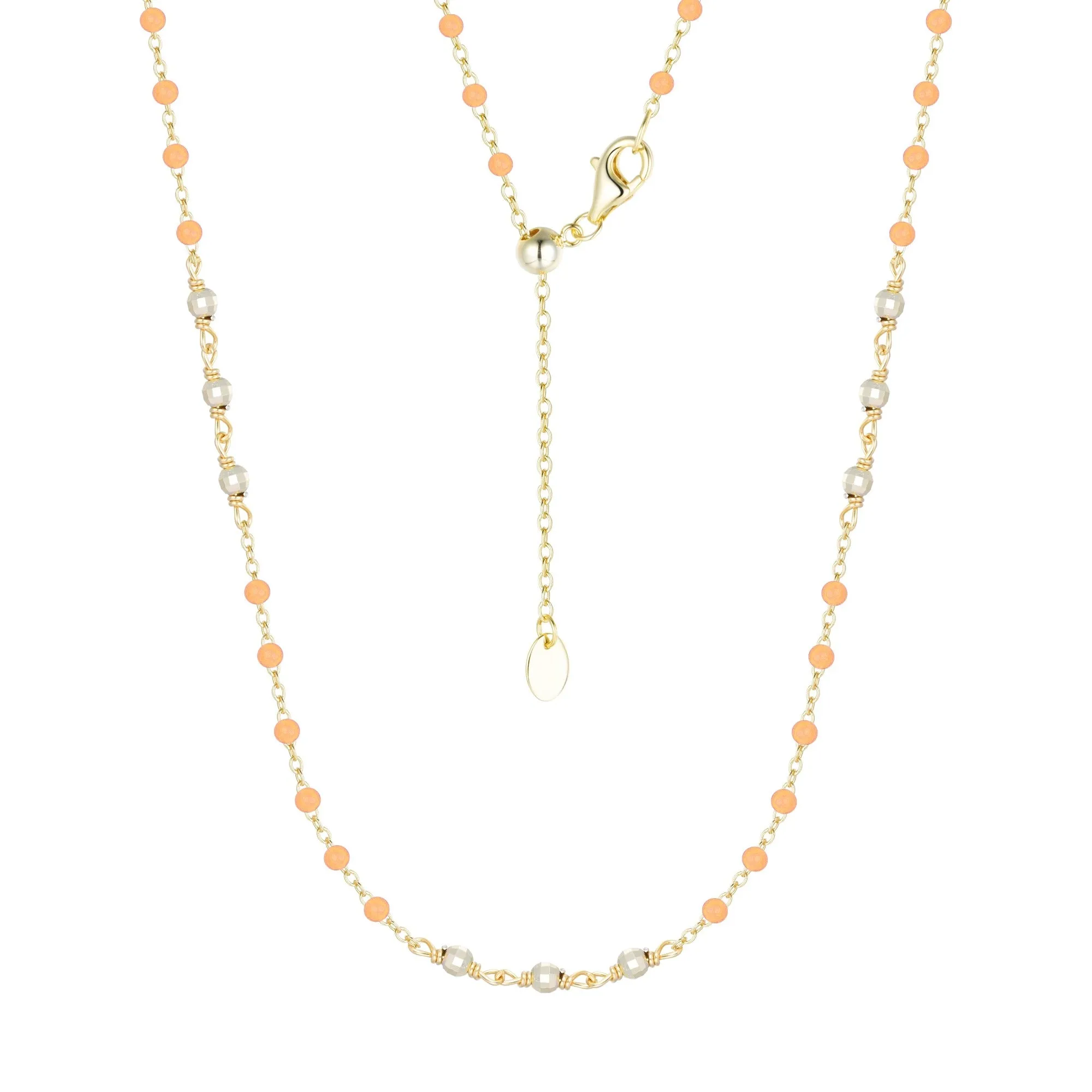 Enamel Beaded Chain Necklace With Sparkle Beads