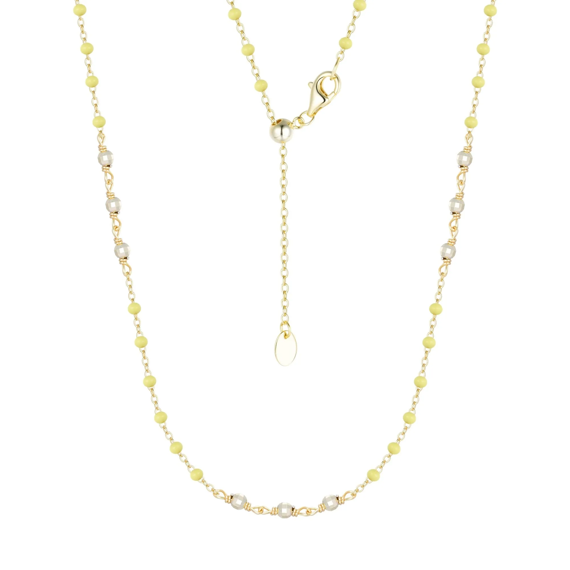 Enamel Beaded Chain Necklace With Sparkle Beads