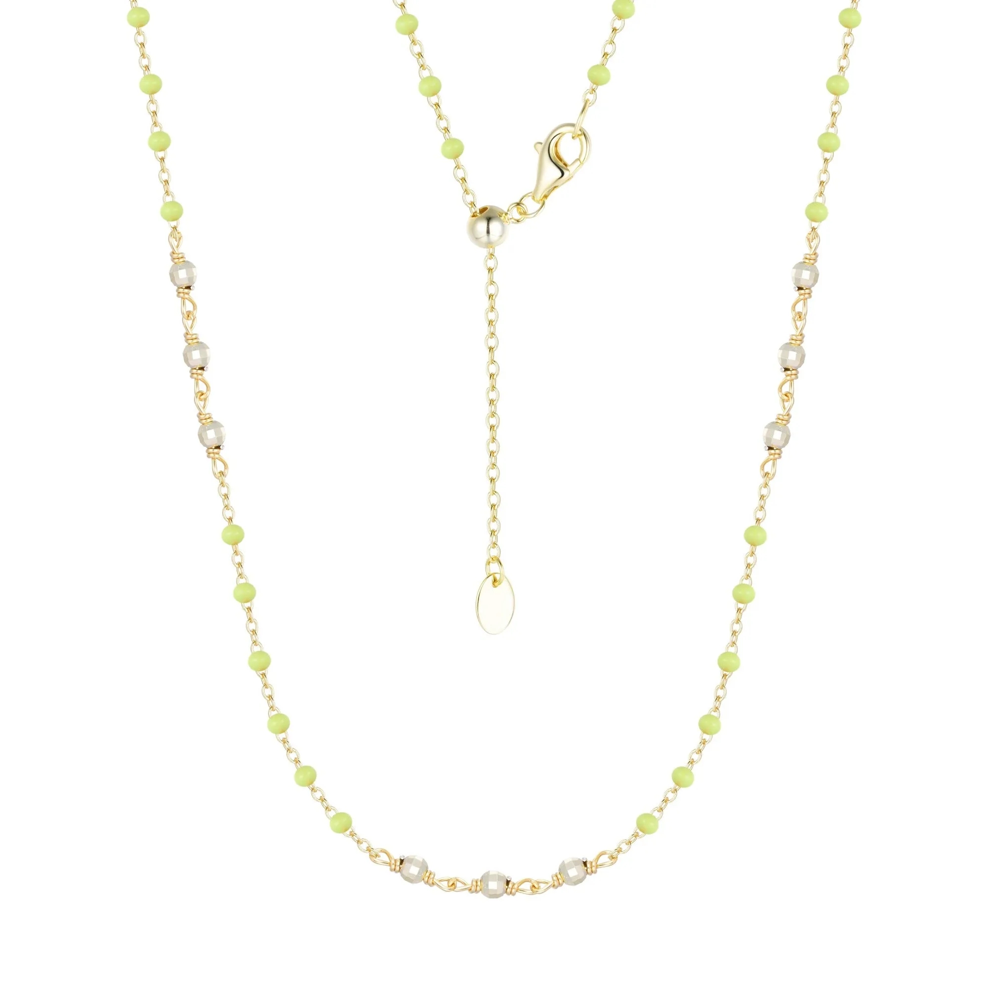 Enamel Beaded Chain Necklace With Sparkle Beads