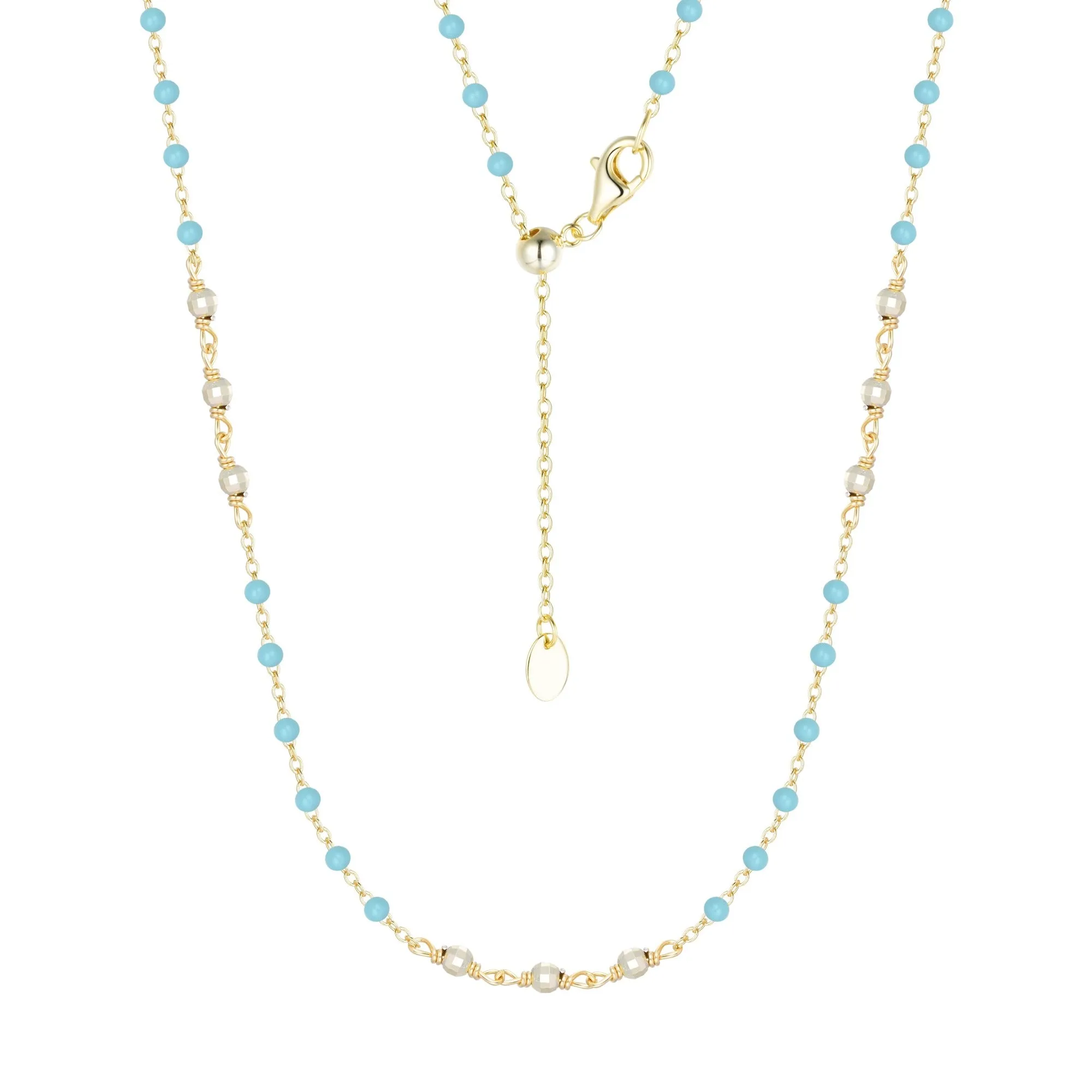 Enamel Beaded Chain Necklace With Sparkle Beads