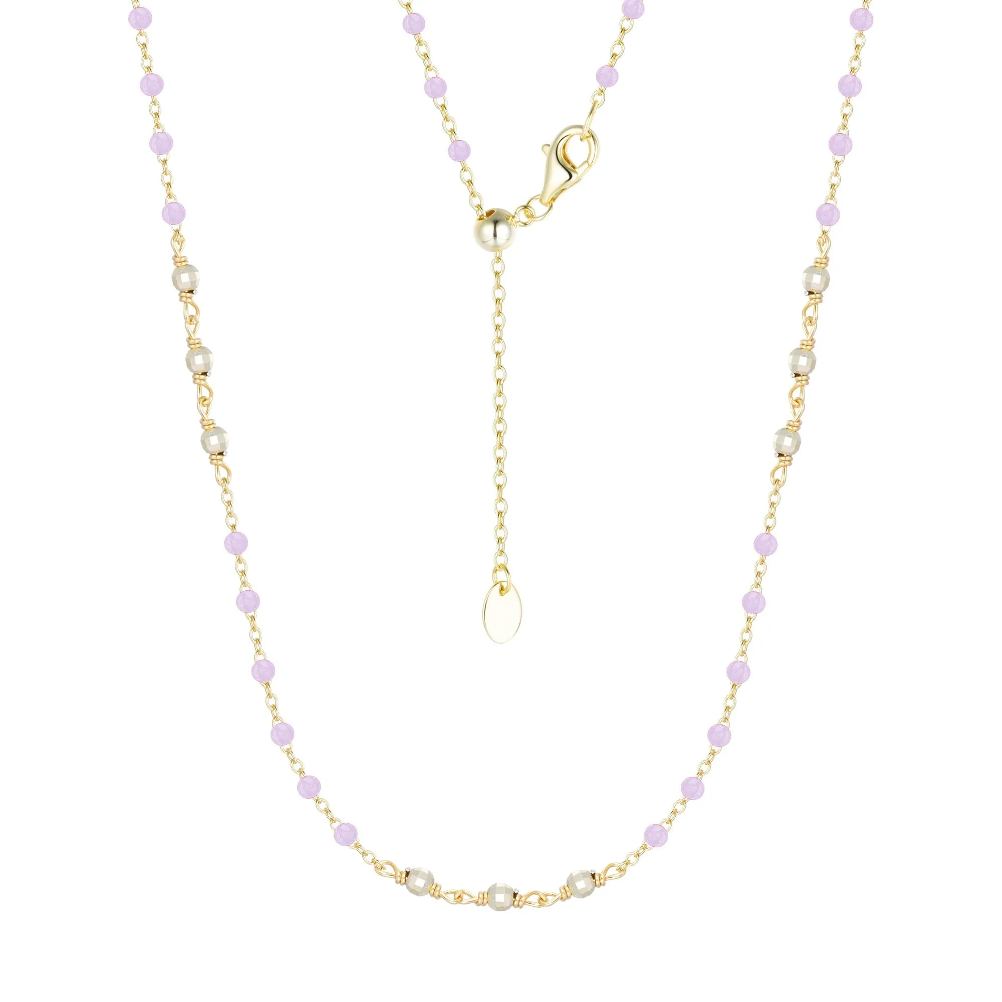 Enamel Beaded Chain Necklace With Sparkle Beads