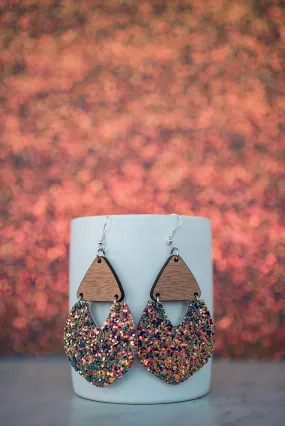 Enchanted Glitter Cork & Leather Dangles