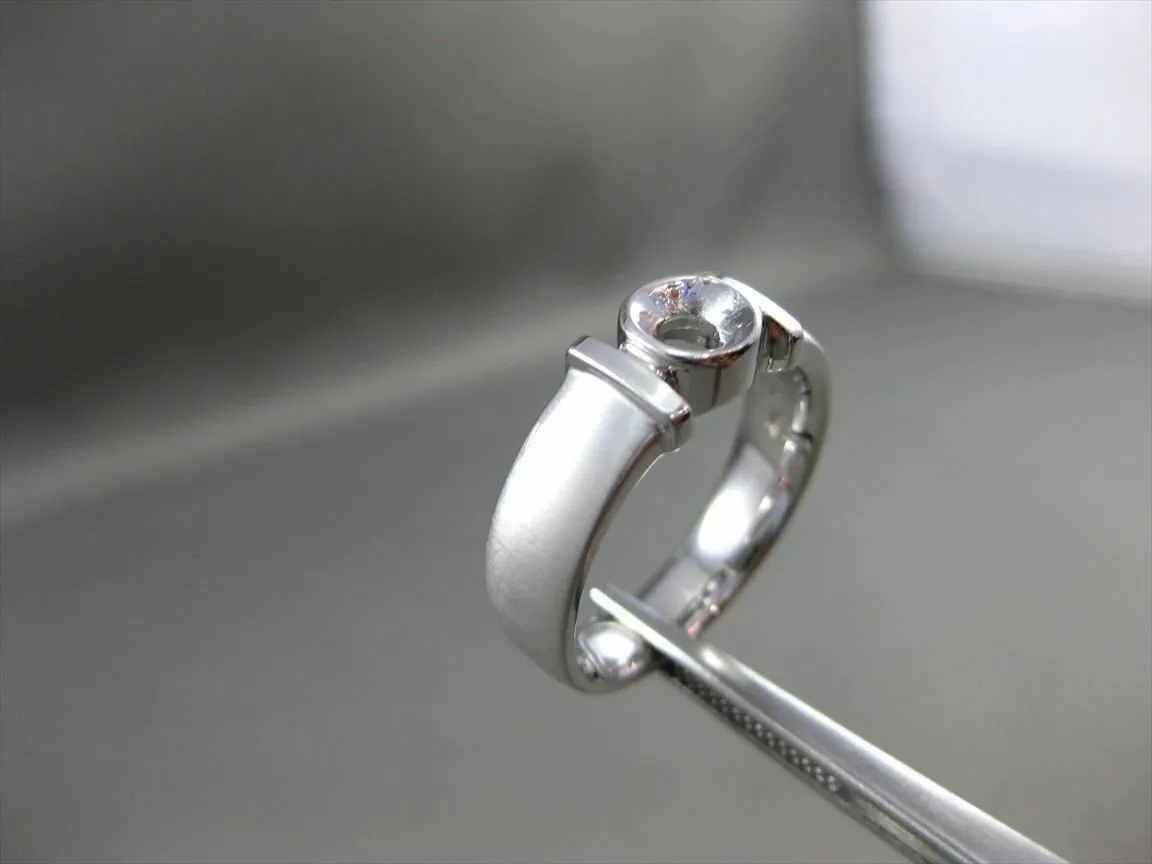ESTATE 18KT WHITE GOLD SOLITAIRE CLASSIC BEZEL SEMI MOUNT ENGAGEMENT RING #24613