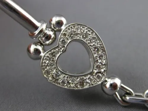 ESTATE .37CT DIAMOND 14KT WHITE GOLD 3D FILIGREE HEART BANGLE BRACELET #21041