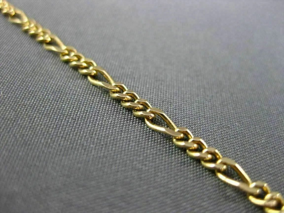 ESTATE EXTRA LONG 14KT YELLOW GOLD CLASSIC FIGARO BRACELET 7.5" INCHES #22756
