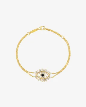 Evil Eye Midi Black Sapphire Half Pavé Bracelet