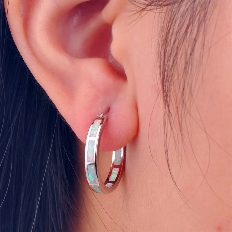 Fire Opal Hoop Earrings