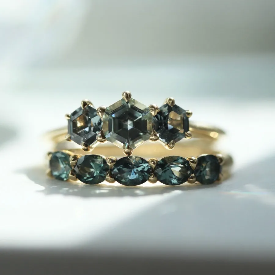 First Mate Teal Oval Cut Montana Sapphire Band