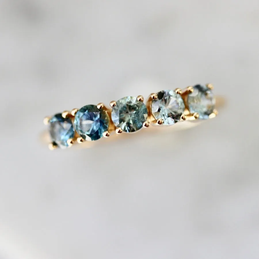 Fortuna Major Round Brilliant Cut Montana Sapphire Band