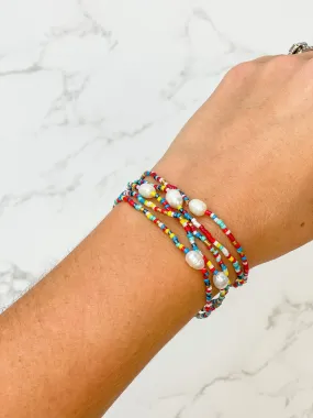 Freshwater Pearl Stretch Bracelet Set - Multi