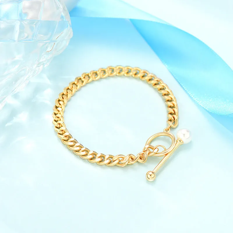 Geometric Copper Chain T-buckle Bracelet