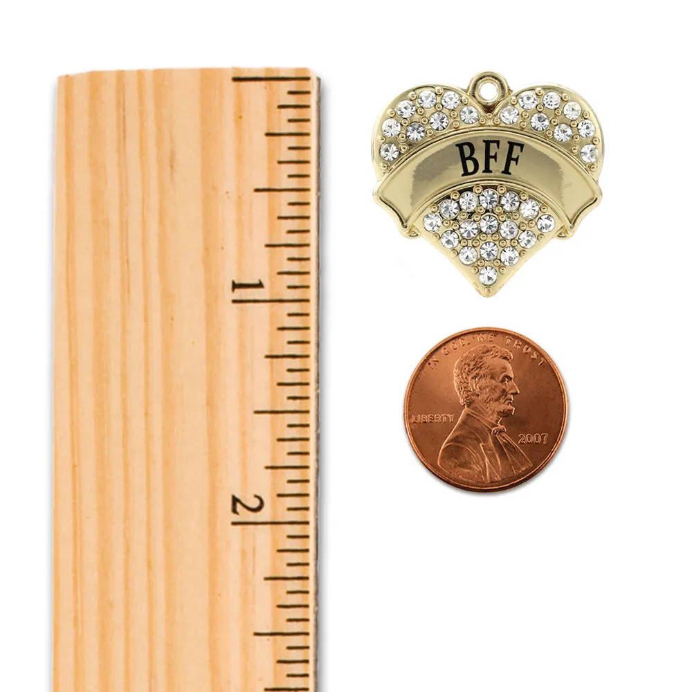 Gold BFF Pave Heart Charm Braided Bracelet
