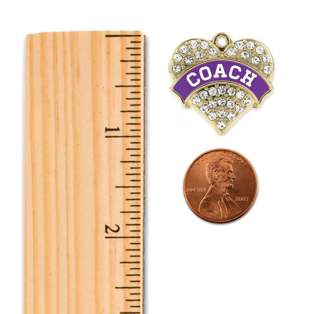 Gold Coach - Purple and White Pave Heart Charm Toggle Bracelet