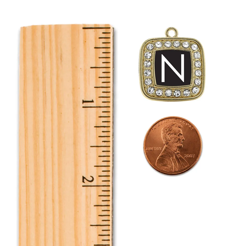 Gold My Initials - Letter N Square Charm Braided Bracelet