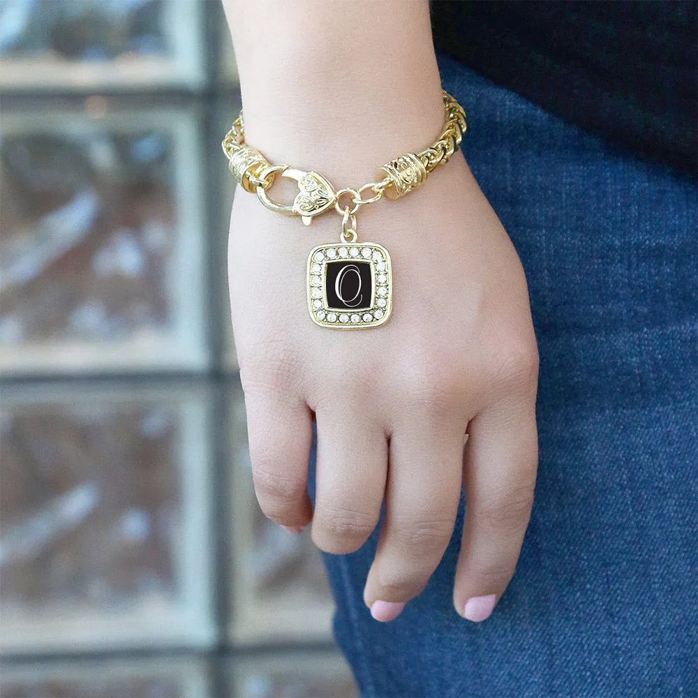 Gold My Script Initials - Letter O Square Charm Braided Bracelet