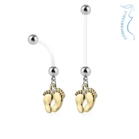 Gold Plated Footprint Maternity Belly Ring
