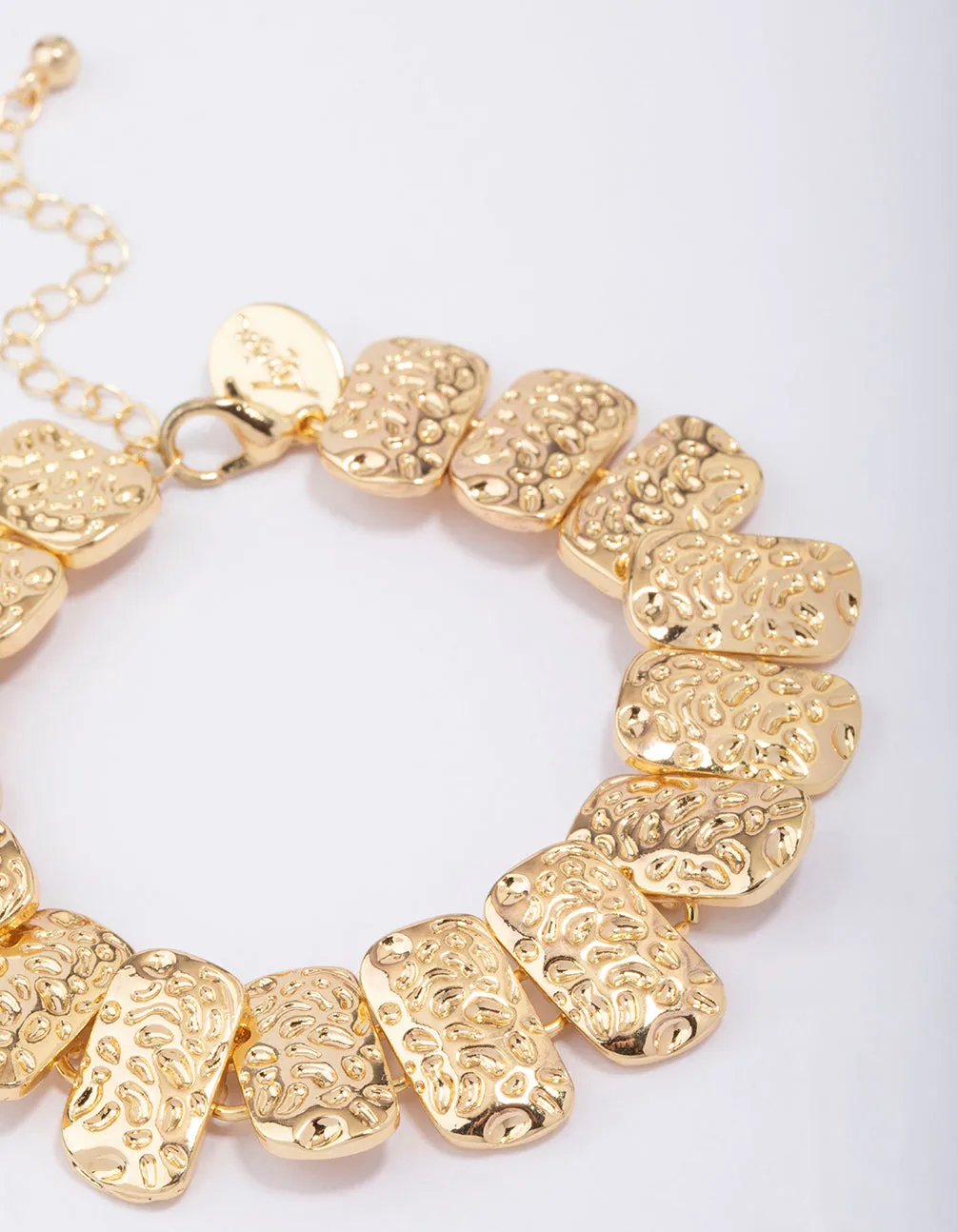 Gold Plated Hammered Rectangle Bracelet