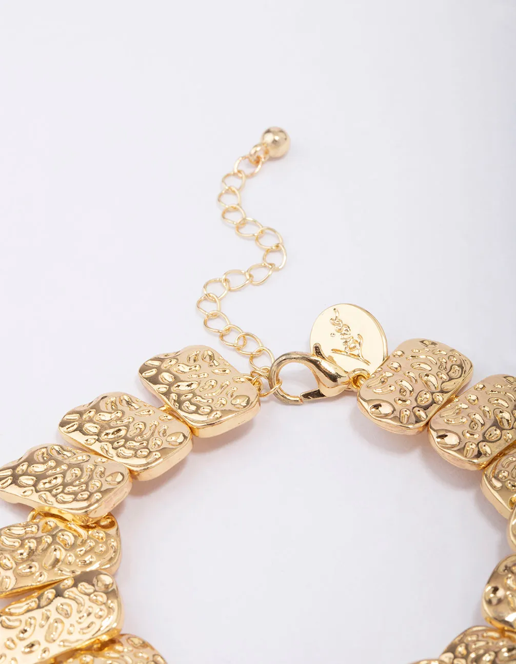 Gold Plated Hammered Rectangle Bracelet