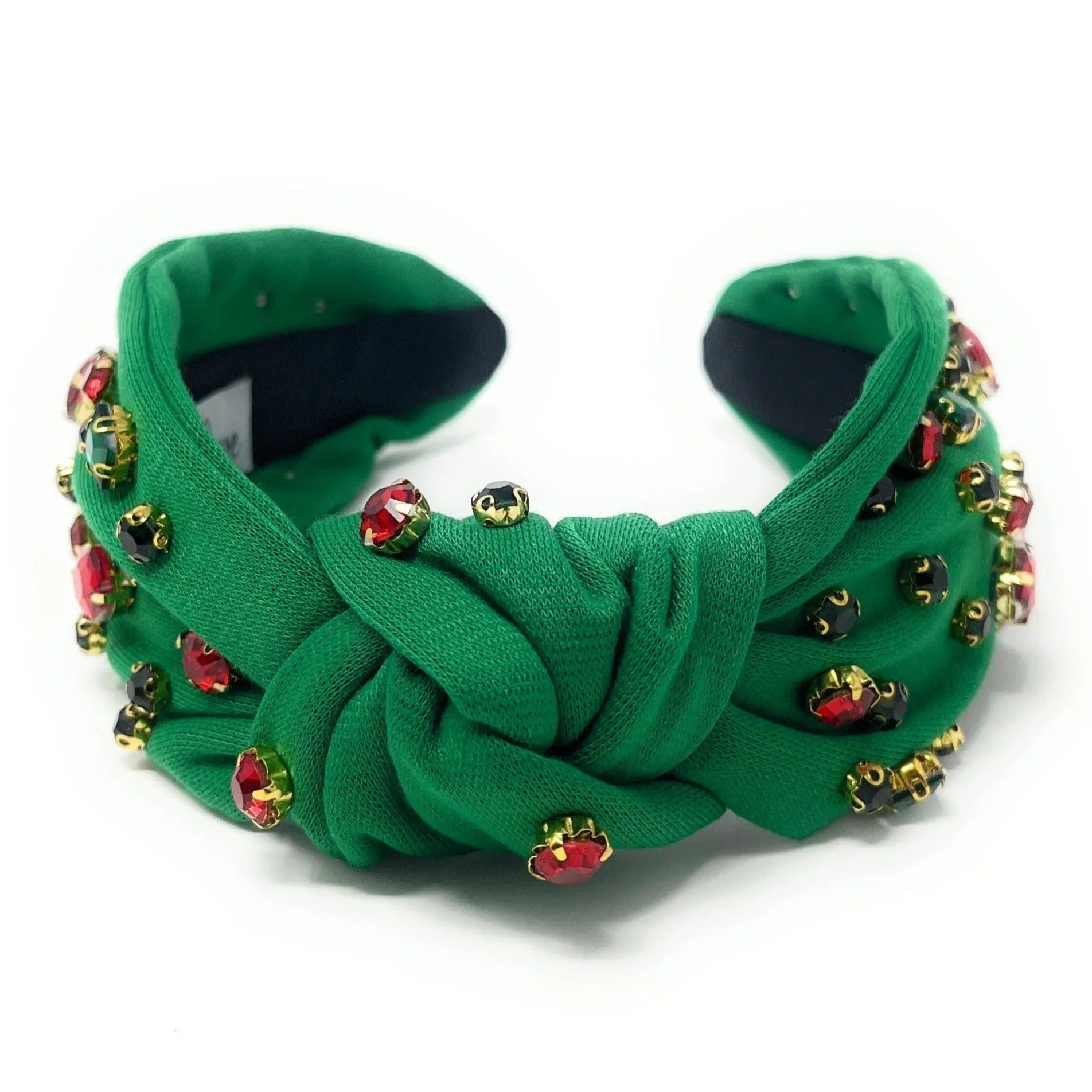 Green Holiday Jeweled Knot Headband