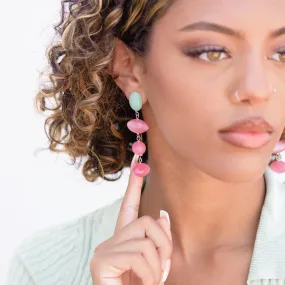 Green Opal & Pink Moonglow Fish Scale Earrings