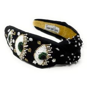 Hand Beaded Evil Eye Knot Headband